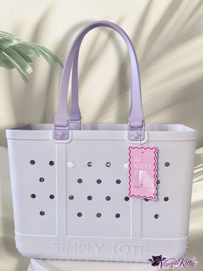 Simply Southern Lavender Waterproof Beach Tote Large Rubber Coastal Pool Bag
